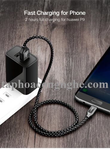 Ugreen 50142 0.5M màu Đen Cáp sạc truyền dữ liệu USB 2.0 sang TYPE C vỏ bọc lưới đầu mạ vàng US259 30050142